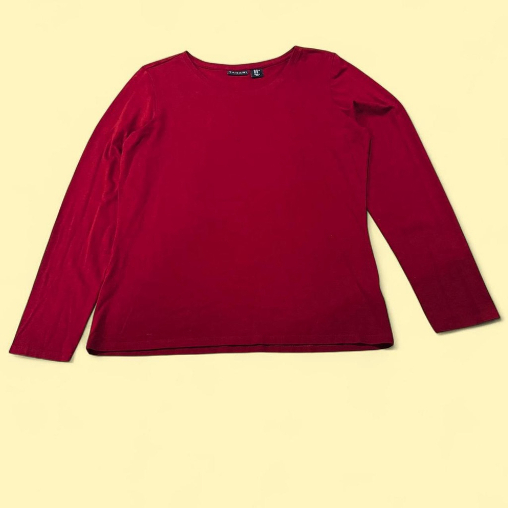 Preppy Minimalist Red Jersey Long Sleeve Tee Women’s T-Shirt XL